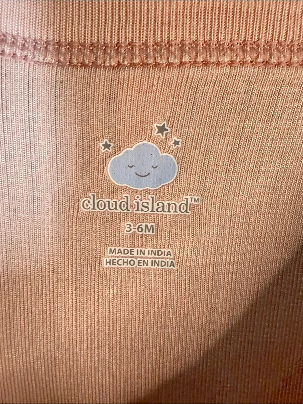 cloud island Ribbed Wrap Baby Onesie - Light Pink Size 3-6 Months 🌸